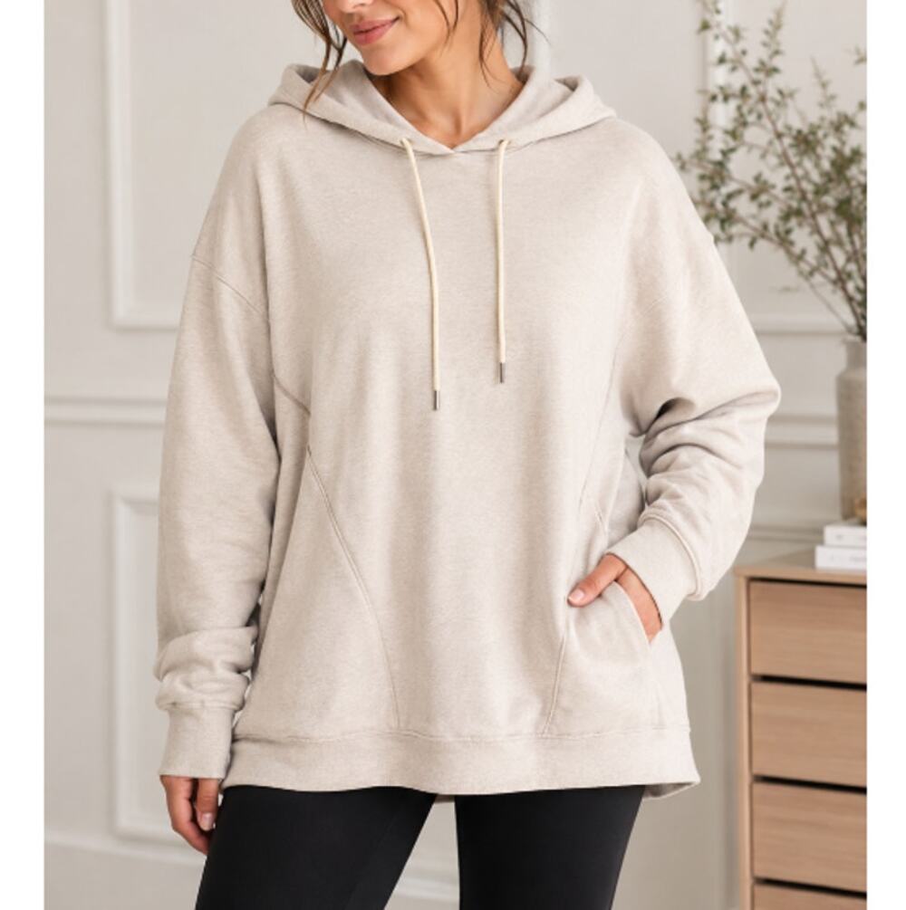 Ava & Viv Women's Beige Long Sleeve Pullover Hoodie Size XXL